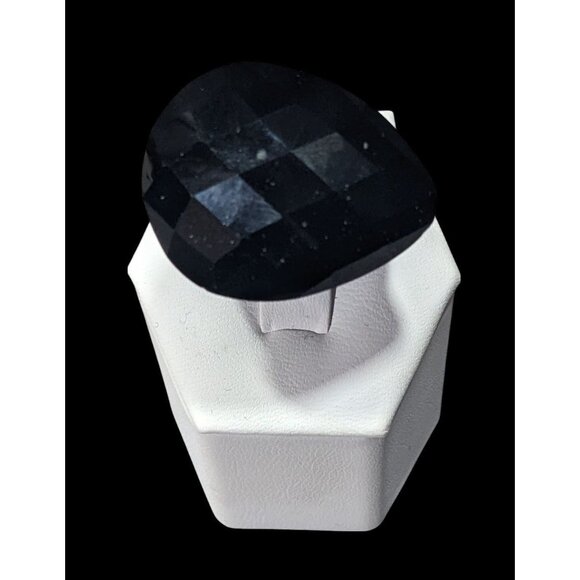 Glam Goth Faceted Teardrop Heavy Black Ring Size 8 1/2 - Picture 7 of 9